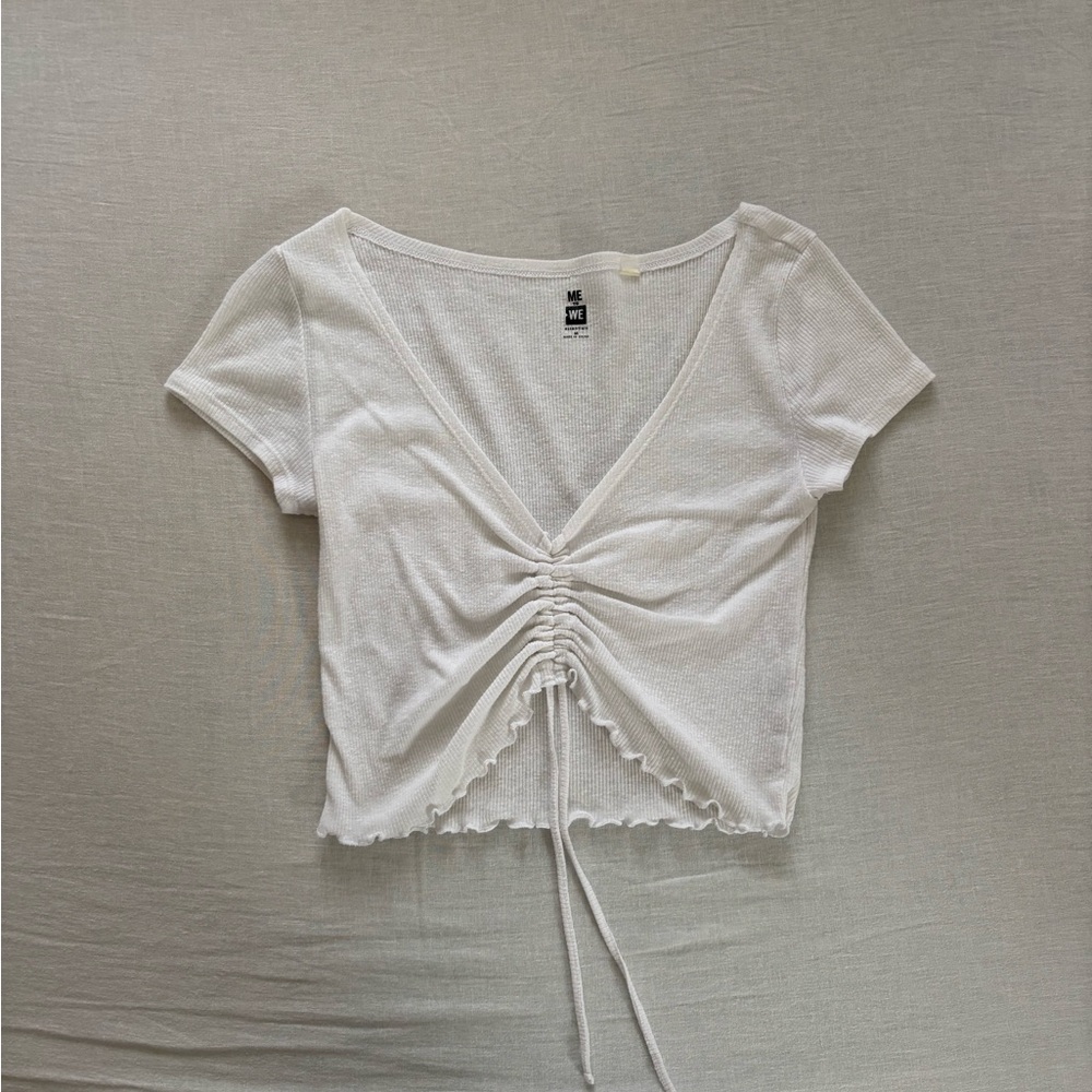 Me to We White Ruched Crop Top